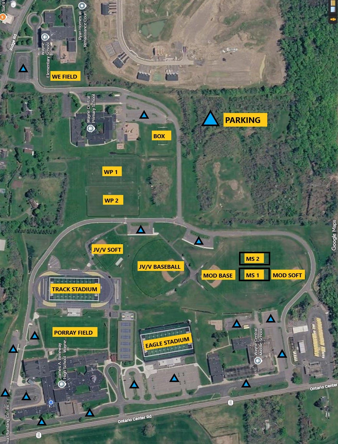 Wayne Central athletic fields map